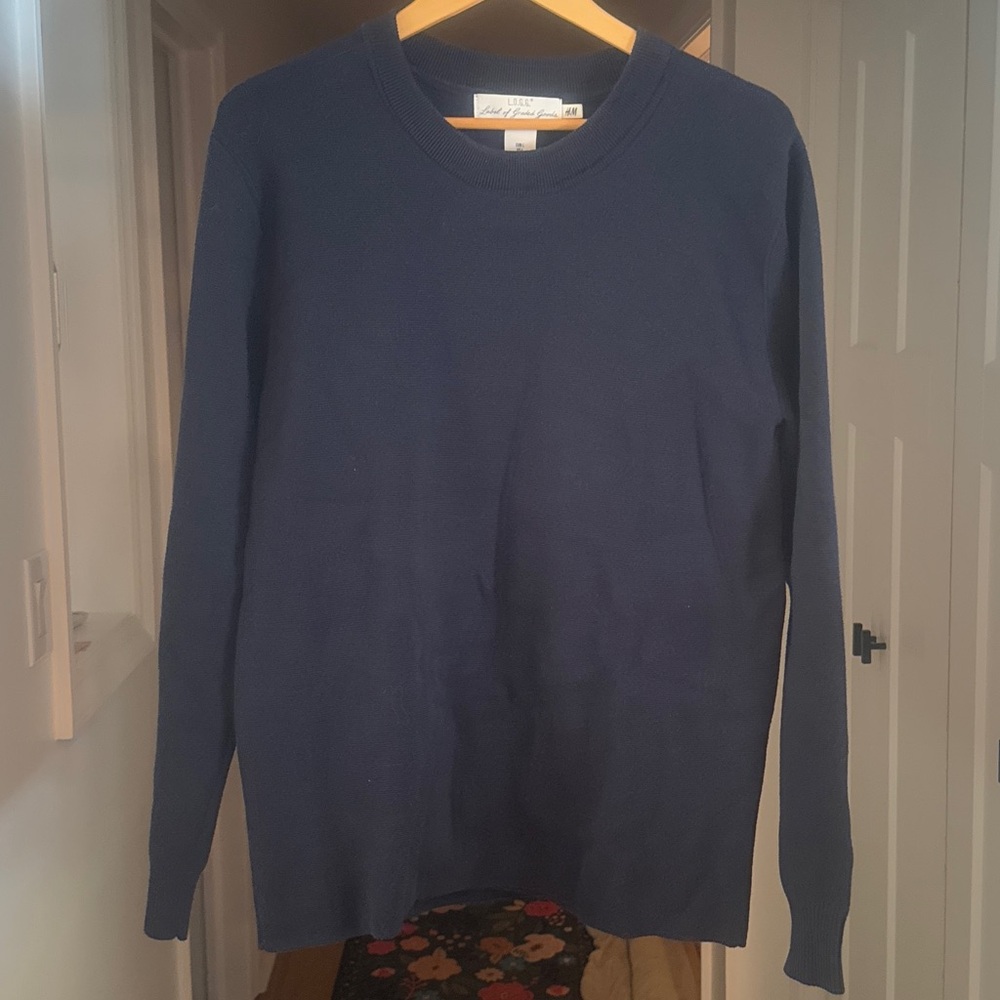 H&M Blue Crewneck Sweater Classic Knit